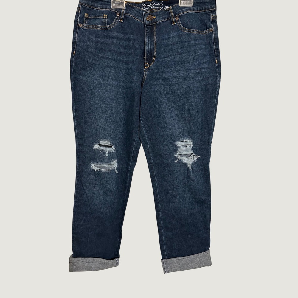 Gloria Vanderbilt Slim Straight Leg Distressed Dark Wash Jeans Womens 10 Average